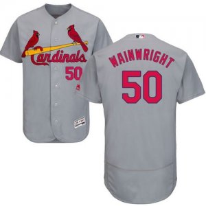 St.Louis Cardinals #50 Adam Wainwright Grey Flexbase Authentic Collection Stitched Baseball Jersey