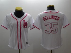 Los Angeles Dodgers #35 Cody Bellinger White Pink Women Cool Base Jersey