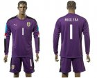 Uruguay #1 Muslera Purple Long Sleeves Soccer Country Jersey