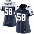 Women's Nike Dallas Cowboys #58 Jack Crawford Limited Navy Blue Throwback Alternate NFL Jersey