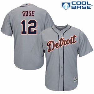 Men\'s Majestic Detroit Tigers #12 Anthony Gose Replica Grey Road Cool Base MLB Jersey