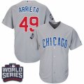 Youth Majestic Chicago Cubs #49 Jake Arrieta Authentic Grey Road 2016 World Series Bound Cool Base MLB Jersey