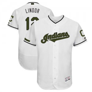 Indians #12 Francisco Lindor White 2018 Memorial Day Flexbase Jersey