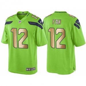 Mens Nike Seattle Seahawks #12 12th Fan Green Gold Limited Special Color Rush Jersey