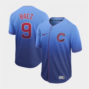 Cubs #9 Javier Baez Blue Drift Fashion Jersey