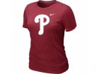 women MLB Philadelphia Phillies Heathered Red Nike Blended T-Shirt