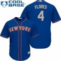 Men's Majestic New York Mets #4 Wilmer Flores Authentic Royal Blue Alternate Road Cool Base MLB Jersey