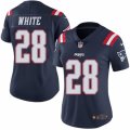 Women's Nike New England Patriots #28 James White Limited Navy Blue Rush NFL Jersey