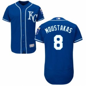 Men\'s Majestic Kansas City Royals #8 Mike Moustakas Blue Flexbase Authentic Collection MLB Jersey