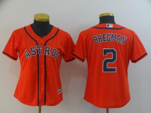 Astros #2 Alex Bregman Orange Women Cool Base Jersey