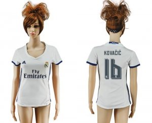 Womens Real Madrid #16 Kovacic Home Soccer Club Jersey