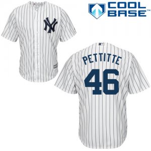 Men\'s Majestic New York Yankees #46 Andy Pettitte Replica White Home MLB Jersey