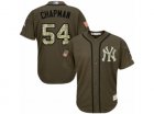 Mens Majestic New York Yankees #54 Aroldis Chapman Replica Green Salute to Service MLB Jersey