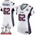 Womens Nike New England Patriots #62 Joe Thuney Elite White Super Bowl LI 51 NFL Jersey
