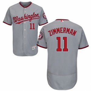 Mens Majestic Washington Nationals #11 Ryan Zimmerman Grey Flexbase Authentic Collection MLB Jersey