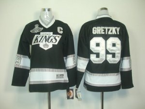 youth nhl los angeles kings #99 gretzky black-white[2012 stanley cup champions]