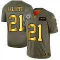 Nike Cowboys #21 Ezekiel Elliott 2019 Olive Gold Salute To Service Limited Jersey