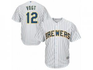 Youth Majestic Milwaukee Brewers #12 Stephen Vogt Replica White Alternate Cool Base MLB Jersey