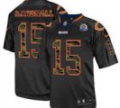 Nike Bears #15 Brandon Marshall Black(Camo Number) With Hall of Fame 50th Patch NFL Elite Jersey