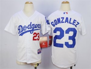 Dodgers #23 Adrian Gonzalez White Youth Cool Base Jersey