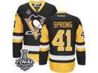 Mens Reebok Pittsburgh Penguins #41 Daniel Sprong Authentic Black Gold Third 2017 Stanley Cup Final NHL Jersey