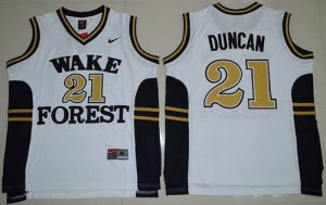 Wake Forest Demon Deacons #21 Tim Duncan White Basketball Stitched NCAA Jersey