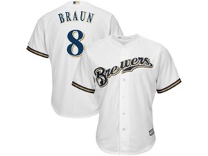 Youth Milwaukee Brewers #8 Ryan Braun White Cool Base Stitched MLB Jersey