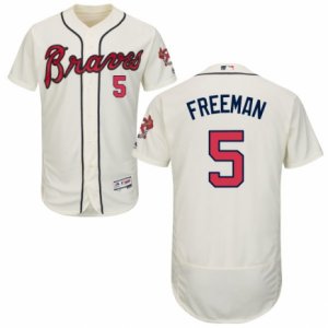 Men\'s Majestic Atlanta Braves #5 Freddie Freeman Cream Flexbase Authentic Collection MLB Jersey