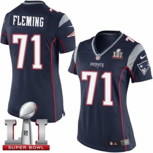 Womens Nike New England Patriots #71 Cameron Fleming Elite Navy Blue Team Color Super Bowl LI 51 NFL Jersey