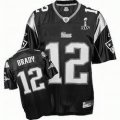 New England Patriots #12 Brady Shadow 2012 Super Bowl XlVI Black