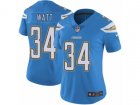 Women Nike Los Angeles Chargers #34 Derek Watt Vapor Untouchable Limited Electric Blue Alternate NFL Jersey