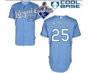 2015 World series champions Mlb Kansas City Royals #25 Kendrys Morales blue jerseys
