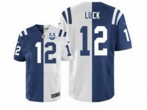 Nike Indianapolis Colts #12 Andrew Luck (Elite Team Road Two Color Split 30th Seasons Patch)