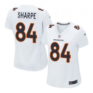 Women Nike Denver Broncos #84 Shannon Sharpe White Stitched NFL Game Event Jersey