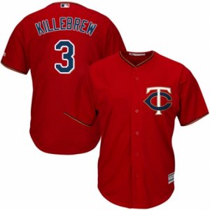 Men\'s Majestic Minnesota Twins #3 Harmon Killebrew Replica Scarlet Alternate Cool Base MLB Jersey