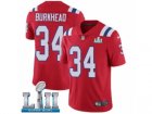 Men Nike New England Patriots #34 Rex Burkhead Red Alternate Vapor Untouchable Limited Player Super Bowl LII NFL Jersey