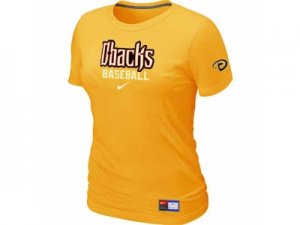 Women Arizona Diamondbacks Crimson Nike Yellow Short Sleeve Practice T-Shirt