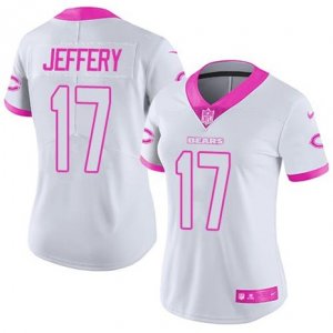 Womens Nike Chicago Bears #17 Alshon Jeffery White Pink Stitched NFL Limited Rush Fashion Jersey