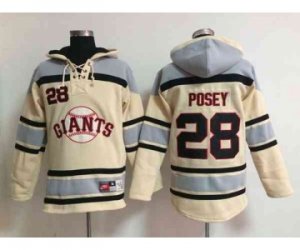 mlb jerseys san francisco giants #28 posey cream[pullover hooded sweatshirt]