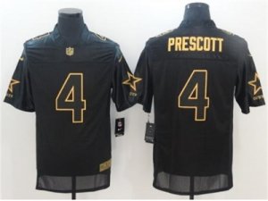 Nike Dallas Cowboys #4 Dak Prescott Black Mens Stitched NFL Elite Pro Line Gold Collection Jersey