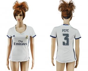 Womens Real Madrid #3 Pepe Home Soccer Club Jersey