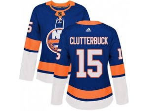 Women Adidas New York Islanders #15 Cal Clutterbuck Royal Blue Home Authentic Stitched NHL Jersey