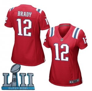 Nike Patriots #12 Tom Brady Red Wo 2018 Super Bowl LII Game Jersey