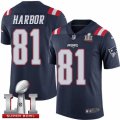 Youth Nike New England Patriots #81 Clay Harbor Limited Navy Blue Rush Super Bowl LI 51 NFL Jersey