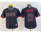 Youth Cincinnati Reds #19 Joey Votto Black 2023 City Connect Cool Base Stitched Jersey