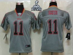 2013 Super Bowl XLVII Youth NEW NFL San Francisco 49ers 11 Alex Smith Grey Shadow NFL Jerseys