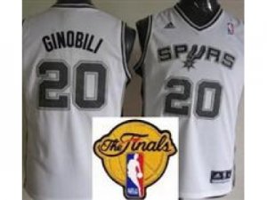 Youth San Antonio Spurs #20 Manu Ginobili white(Revolution 30 Swingman 2013 Finals Patch)