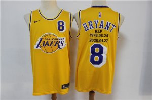 Lakers #8 Kobe Bryant Yellow Nike R.I.P Swingman Fashion Jersey