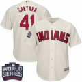 Youth Majestic Cleveland Indians #41 Carlos Santana Authentic Cream Alternate 2 2016 World Series Bound Cool Base MLB Jersey