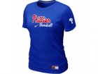 women Philadelphia Phillies Nike Blue Short Sleeve Practice T-Shirt